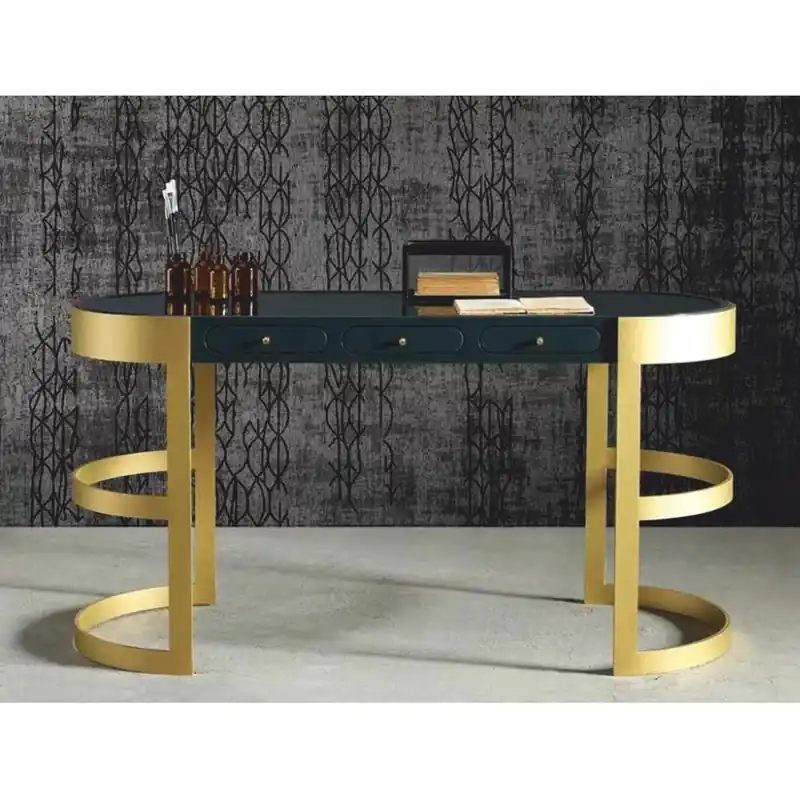 Geprüft Casa Padrino Luxus Schreibtisch mit 3 Schubladen Schwarz / Gold 150 cm - Büro Möbel