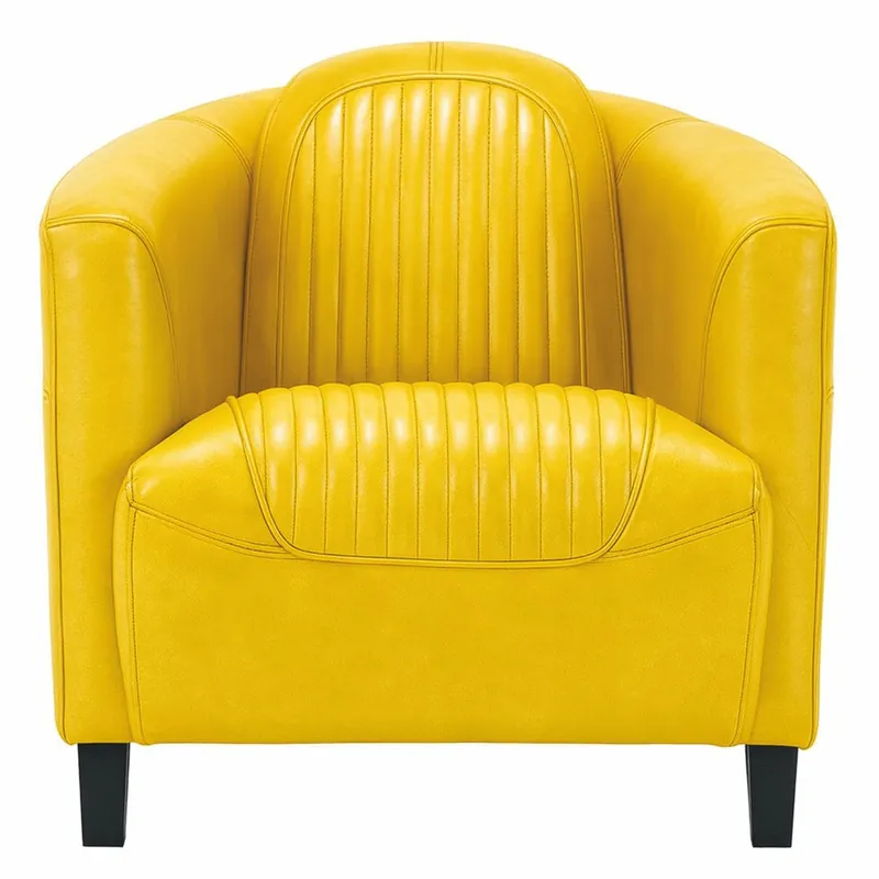 Angebot Casa Padrino Luxus Leder Sessel Gelb / Schwarz - Echtleder Wohnzimmer Möbel
