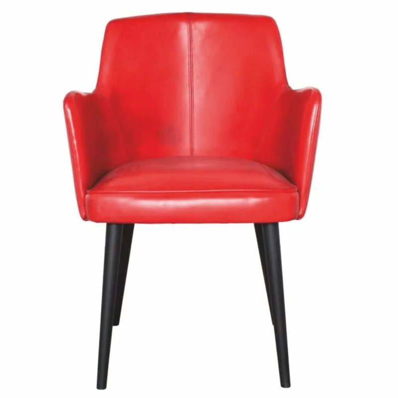 Casa Padrino Luxus Leder Esszimmer Stuhl mit Armlehnen Rot / Schwarz - Esszimmer Möbel Online Kaufen