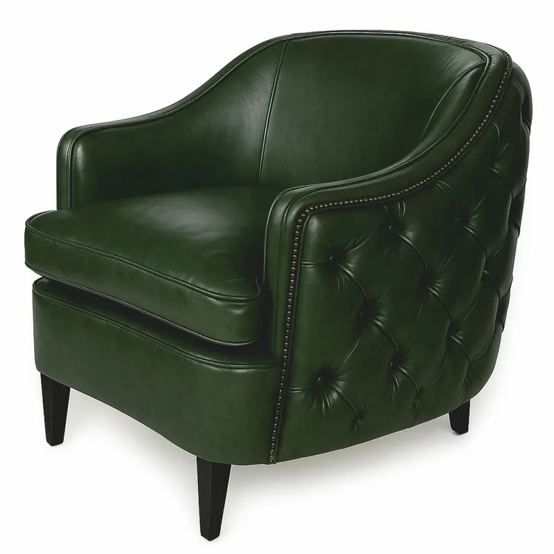 Sofort Bestellen Casa Padrino Luxus Chesterfield Leder Sessel Dunkelgrün / Schwarz - Echtleder Wohnzimmer Möbel
