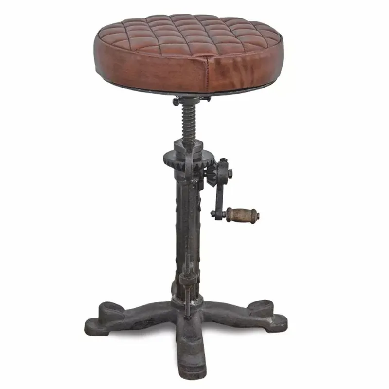Geprüft Casa Padrino Industrie Stil Hocker Schwarz / Braun H. 50 cm - Industrie Stil Möbel