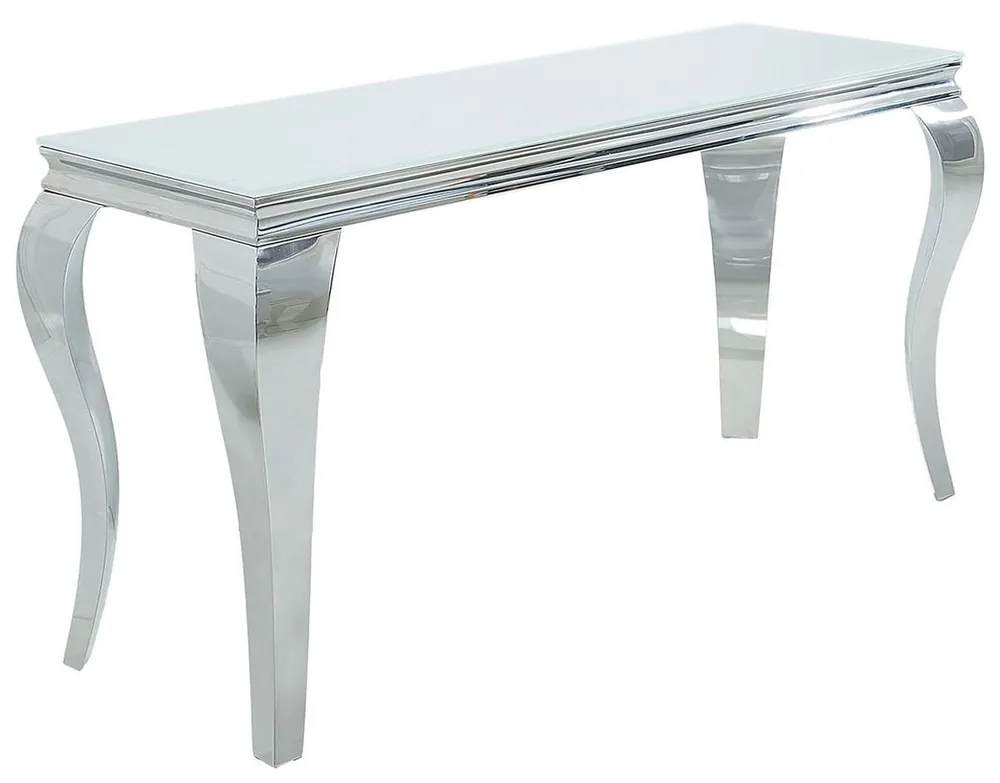 Sonderaktion Casa Padrino Barock Edelstahl Konsole mit Glasplatte Silber 140 cm - Barock Möbel