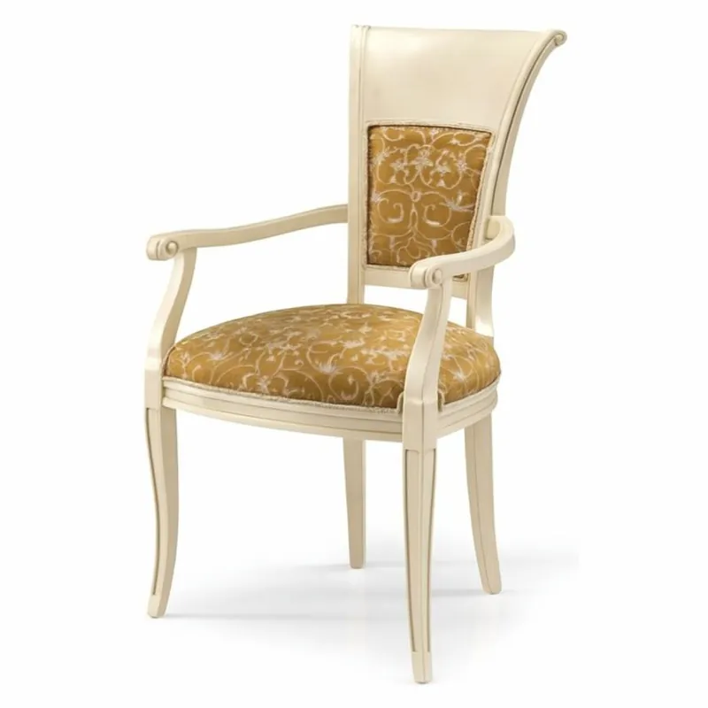 Casa Padrino Luxus Barock Esszimmer Stuhl mit Armlehnen Creme / Braun H. 98 cm - Made in Italy Online Kaufen