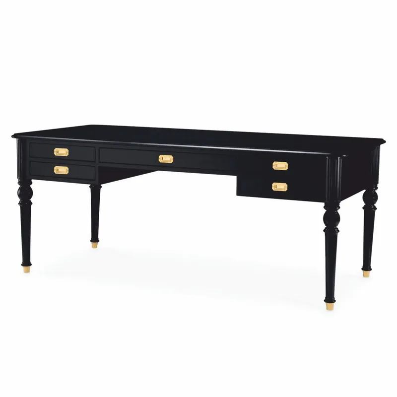 Aktuell Casa Padrino Luxus Barock Schreibtisch Schwarz / Messing 185 cm - Barock Büro Möbel