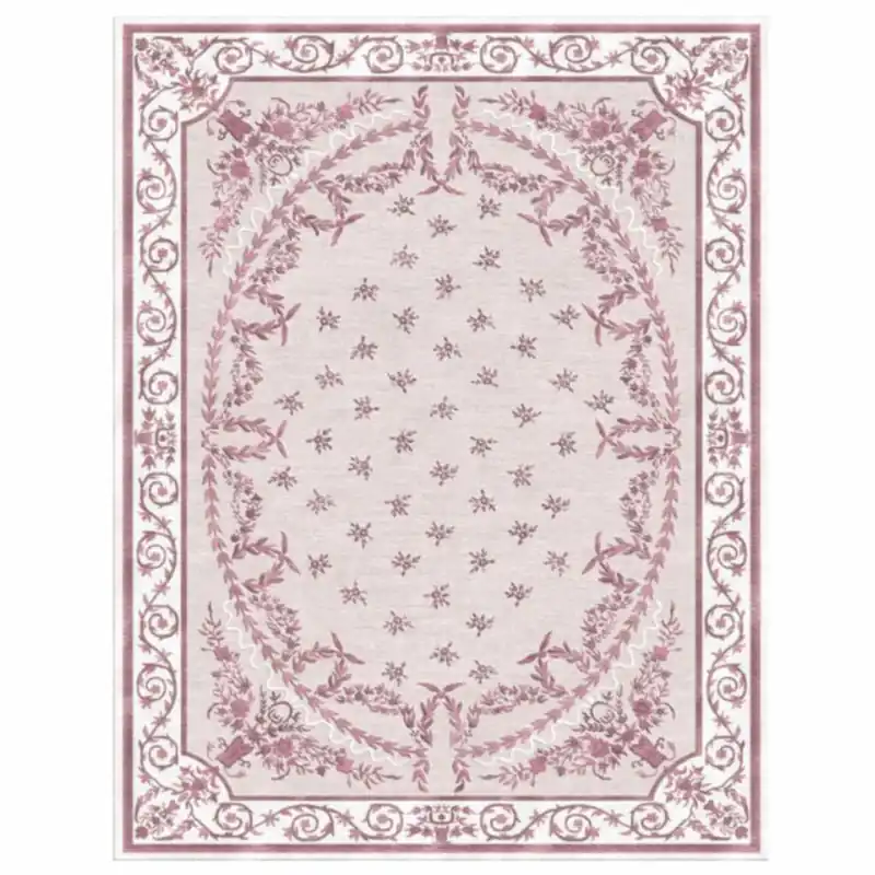 Schneller Versand Casa Padrino Luxus Barock Wollteppich Pink / Weiß - Verschiedene Größen