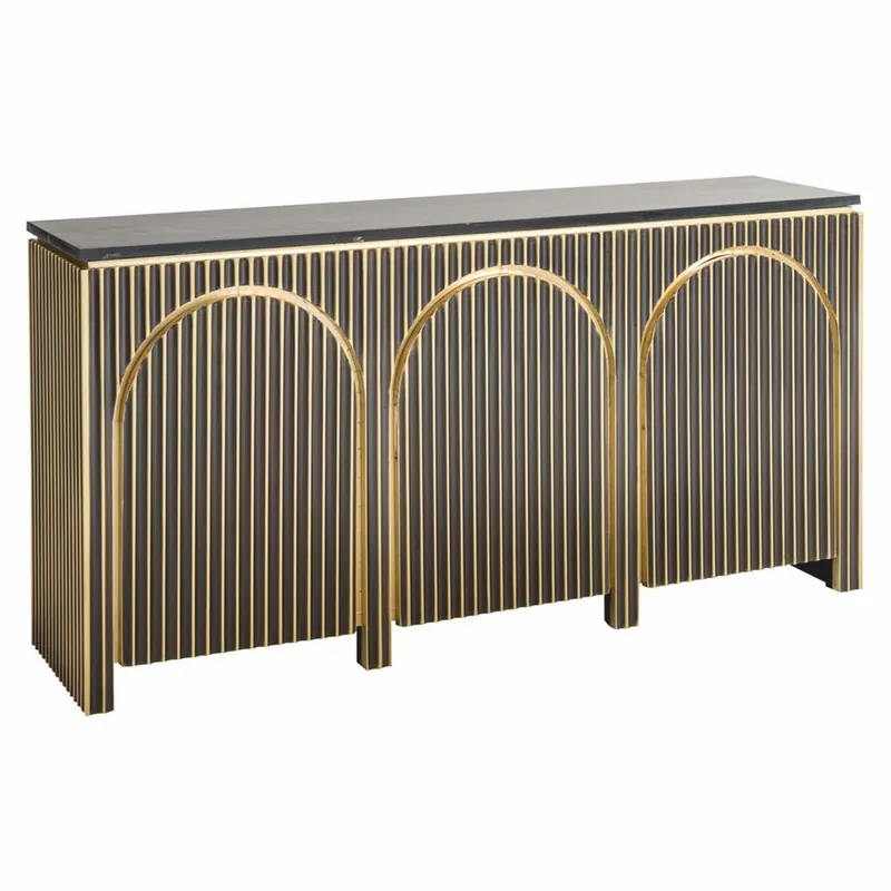Sonderangebot Casa Padrino Luxus Sideboard mit 3 Türen und Marmorplatte Schwarz / Gold 160 cm