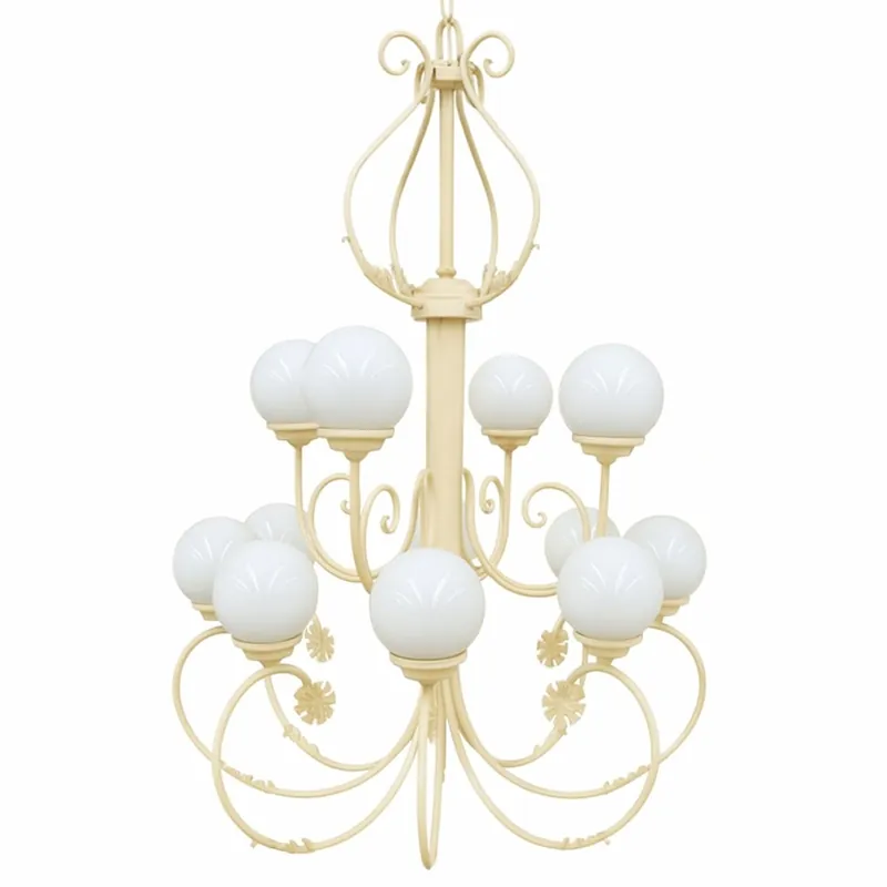 Casa Padrino Luxus Barock Schmiedeeisen Kronleuchter Creme / Weiß Ø 110 x H. 155 cm Neuheit