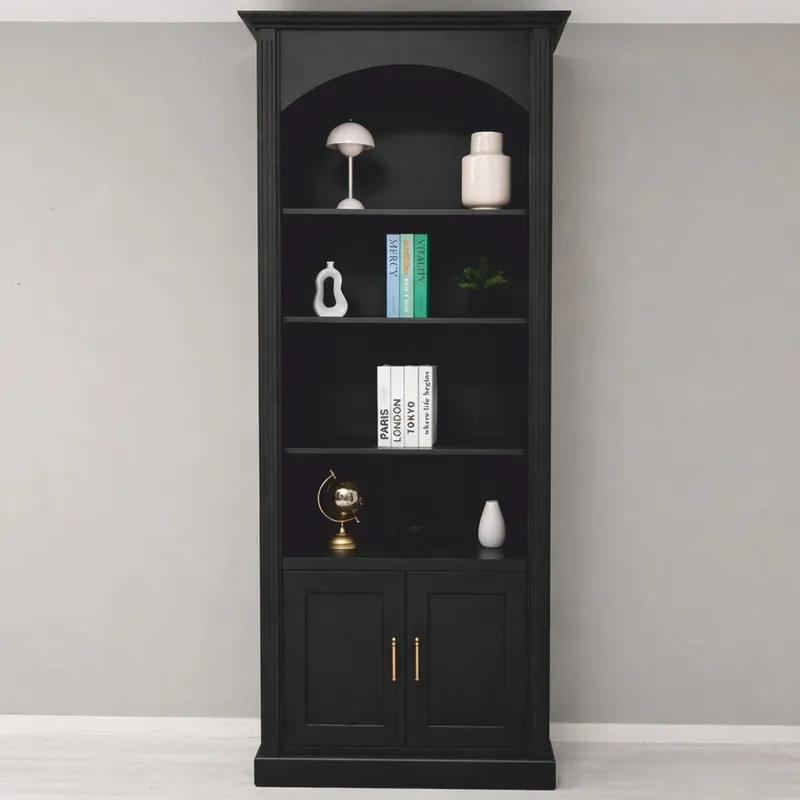Casa Padrino Landhausstil Bücherschrank Schwarz 102 x H. 250 cm - Landhausstil Möbel Wochenendangebot