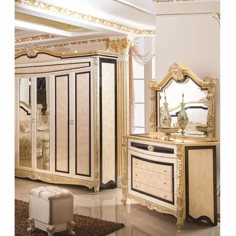 Direkt Vom Hersteller Casa Padrino Luxus Barock Kommode mit Spiegel und Hocker - Barock Schlafzimmer Möbel
