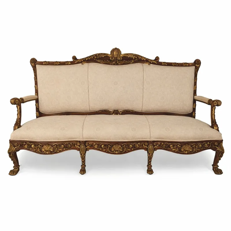 Nur Für Kurze Zeit Casa Padrino Luxus Barock Sofa Beige / Dunkelbraun / Gold 217 cm - Made in Italy