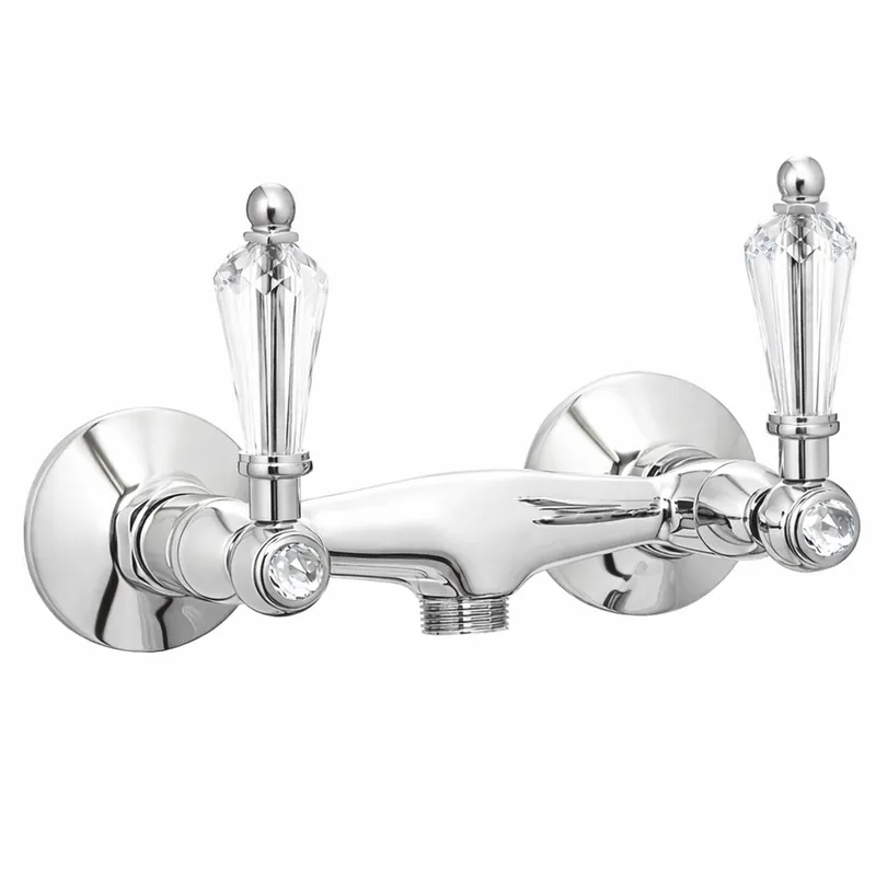 Casa Padrino Luxus Jugendstil Aufputz- Brausebatterie mit Kristallglas Silber - Made in Italy Markenware
