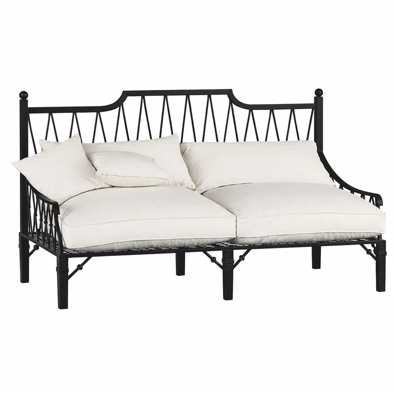 Preisknaller Casa Padrino Luxus Jugendstil Sofa Schwarz / Creme 190 cm - Garten & Hotel Möbel