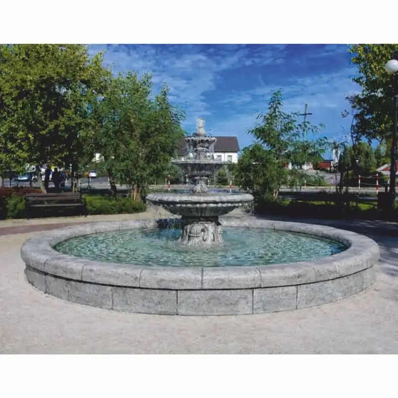 Casa Padrino Barock Garten Springbrunnen Grau Ø 465 x H. 180 cm - Prunkvoller Gartenbrunnen Aktuell