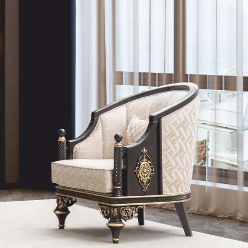 Casa Padrino Luxus Barock Wohnzimmer Sessel Beige / Braun / Gold - Barock Möbel Neue Kollektion