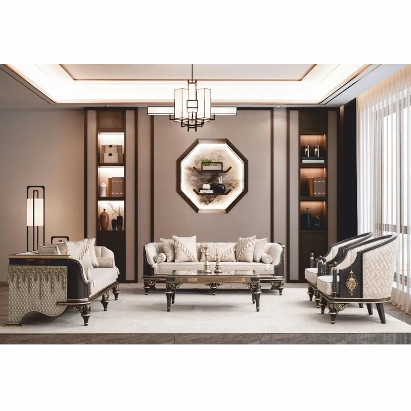 Casa Padrino Luxus Barock Wohnzimmer Set Beige / Braun / Gold - Barock Möbel Heißes Angebot
