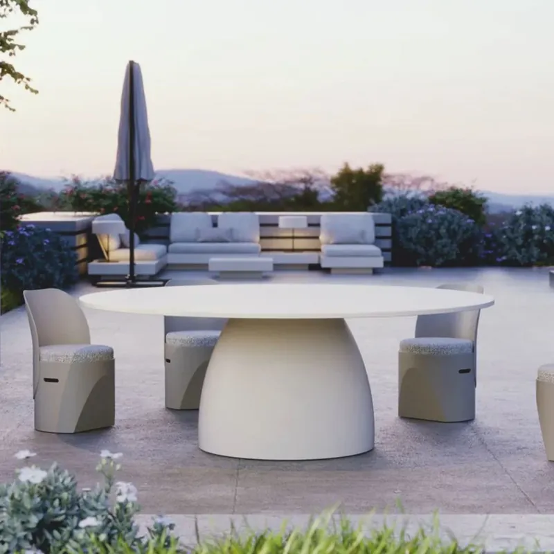 Casa Padrino Luxus Garten Esstisch Matt Weiß Ø 200 cm - Luxus Garten Möbel Neue Kollektion