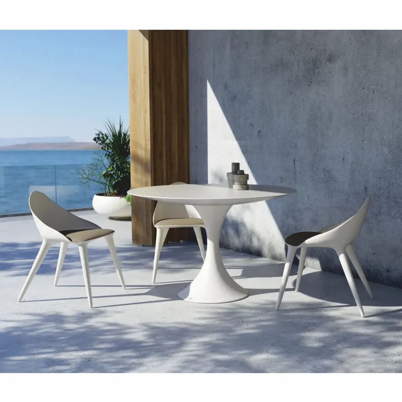 Preisknaller Casa Padrino Luxus Garten Esstisch Matt Weiß Ø 120 cm - Luxus Garten Möbel
