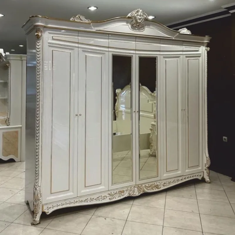 Markenprodukt Casa Padrino Luxus Barock Schlafzimmerschrank Weiß / Gold 290 cm - Schlafzimmer Möbel