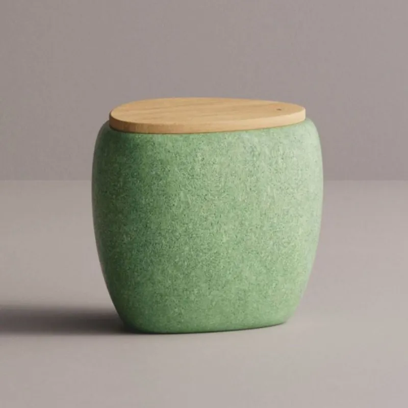 Casa Padrino Luxus Hocker Grün / Naturfarben 55 x 48 x H. 47 cm - Beton Möbel Neue Ware