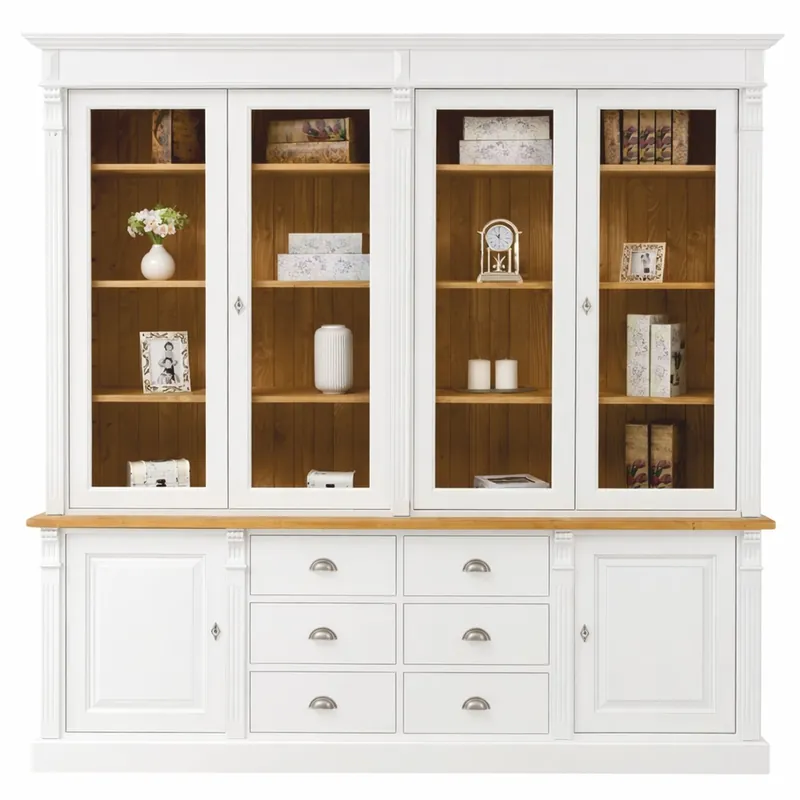 Top-Angebot Casa Padrino Landhausstil Massivholz Schrank Weiß / Naturfarben 223 x 51 x H. 228 cm