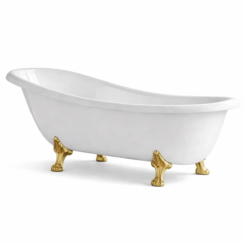 Casa Padrino Luxus Jugendstil Badewanne Weiß / Gold 170 cm - Made in Italy Garantierte Lieferung