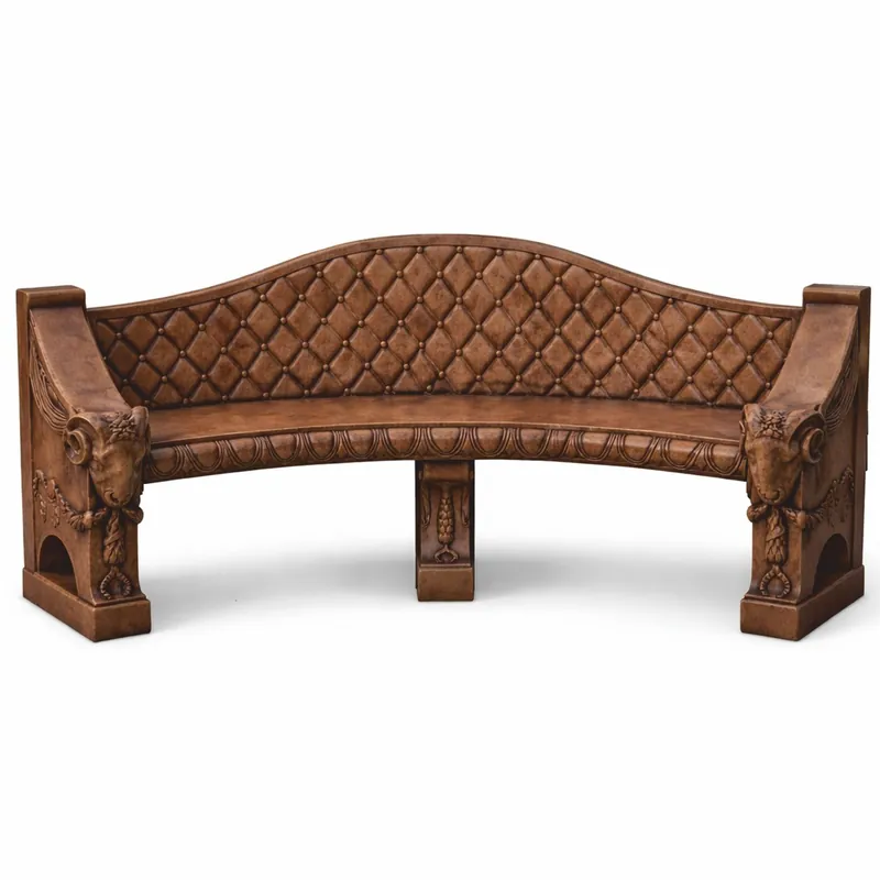 Casa Padrino Barock Beton Gartenbank Braun 196 cm - Barock Garten & Terrassen Möbel Zertifiziert