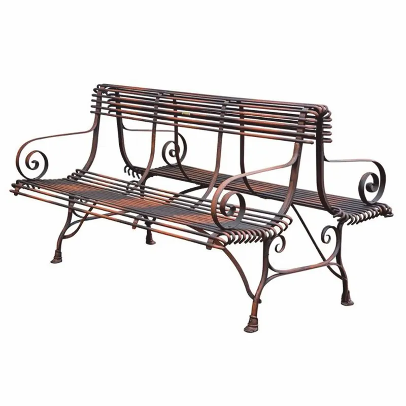 Heißes Angebot Casa Padrino Jugendstil Schmiedeeisen Gartenbank Braun 150 cm - Doppelseitige Sitzbank