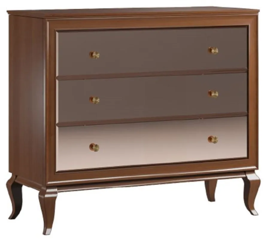 Online Kaufen Casa Padrino luxury Art Deco solid wood chest of drawers dark brown 108.7 x 43.5 x H. 95.5 cm - Elegant dresser with 3 mirrored drawers - Art Deco Furniture