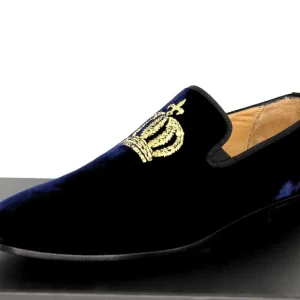 Preis Gesenkt Pompöös by Casa Padrino luxury velvet slipper crown night blue / gold - different shoe sizes - designed by Harald Glööckler