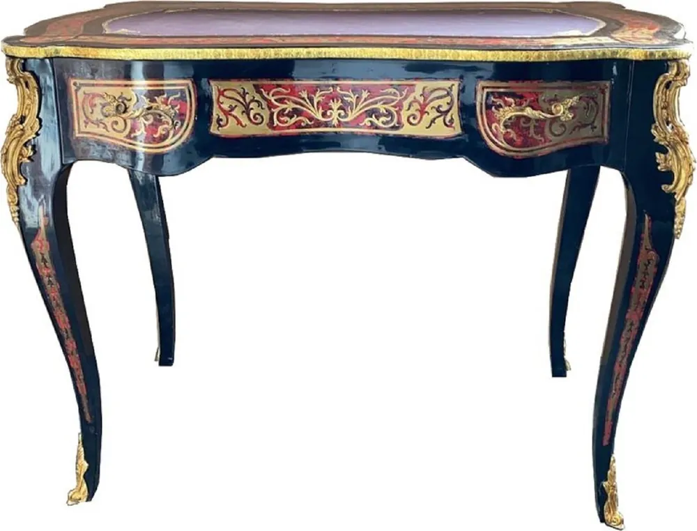 Aktuell Casa Padrino Baroque Boulle Desk in French Style Black / Red / Gold - Handmade Antique Style Secretary with Drawer - Baroque Office Furniture