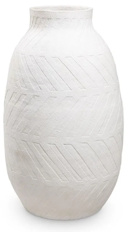 Casa Padrino Luxury Clay Vase White Ø 60 x H. 106.5 cm - Handmade Round Deco Vase - Living Room Deco - Garden Deco - Deco Accessories Markenware