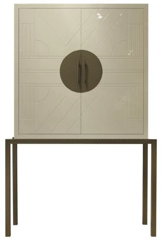 Casa Padrino designer bar cabinet cream / brass 120 x 40 x H. 190 cm - Noble wine cabinet with high-quality ceramic tiles - Bar Furniture - Hotel Furniture - Luxury Quality Finale Aktion