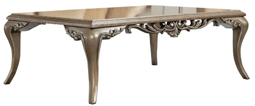 Casa Padrino luxury baroque coffee table brown / silver - Magnificent living room table in baroque style - Handcrafted solid wood table - Baroque living room furniture Sale