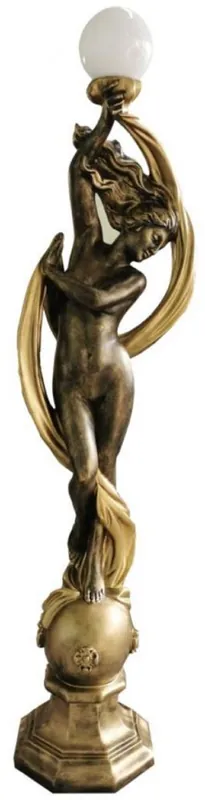 Casa Padrino Art Nouveau outdoor floor lamp sculpture dancer antique gold / white H. 172 cm - Weatherproof Garden & Patio Lamp - Baroque & Art Nouveau Decoration Accessories Abverkauf