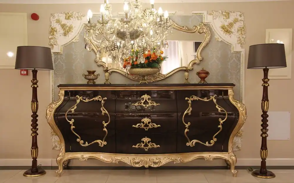 Neuheit Casa Padrino luxury baroque chest of drawers with wall mirror dark brown / gold - Handmade solid wood cabinet with elegant mirror - Magnificent furniture in baroque style