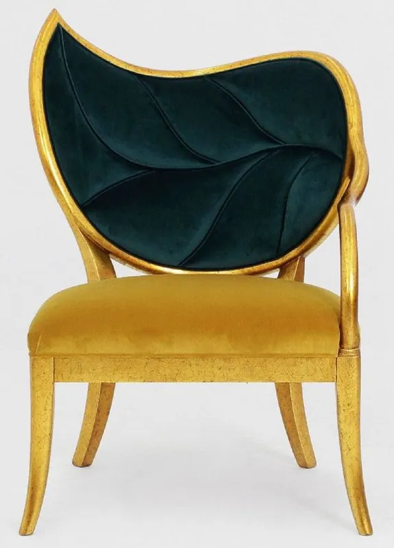 Casa Padrino luxury Art Deco armchair dark green / gold / antique gold - Handmade solid wood lounge chair with fine velvet fabric - Living room furniture - Art Deco Furniture Neue Kollektion