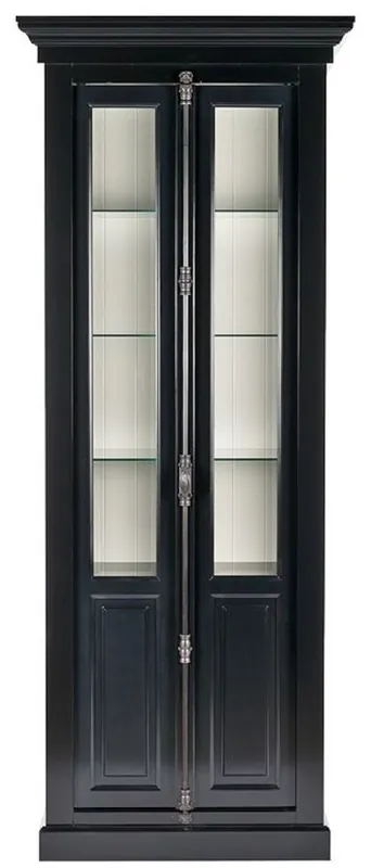 Casa Padrino country style display cabinet black / white 95 x 45 x H. 242 cm - Showcase cabinet with 2 doors - Solid wood cabinet - Country Style Furniture Solange Der Vorrat Reicht