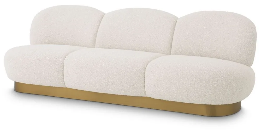 Schneller Versand Casa Padrino Luxury Sofa Cream / Brass 230 x 81 x H. 76 cm - Living Room Sofa - Hotel Sofa - Luxury Quality