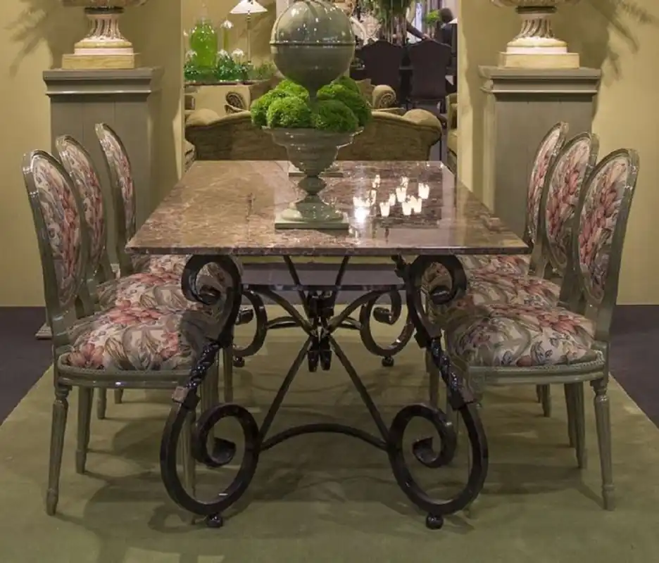 Letzte Chance Casa Padrino luxury baroque dining table base black - Hand forged wrought iron frame - Dining Room Garden Patio Furniture