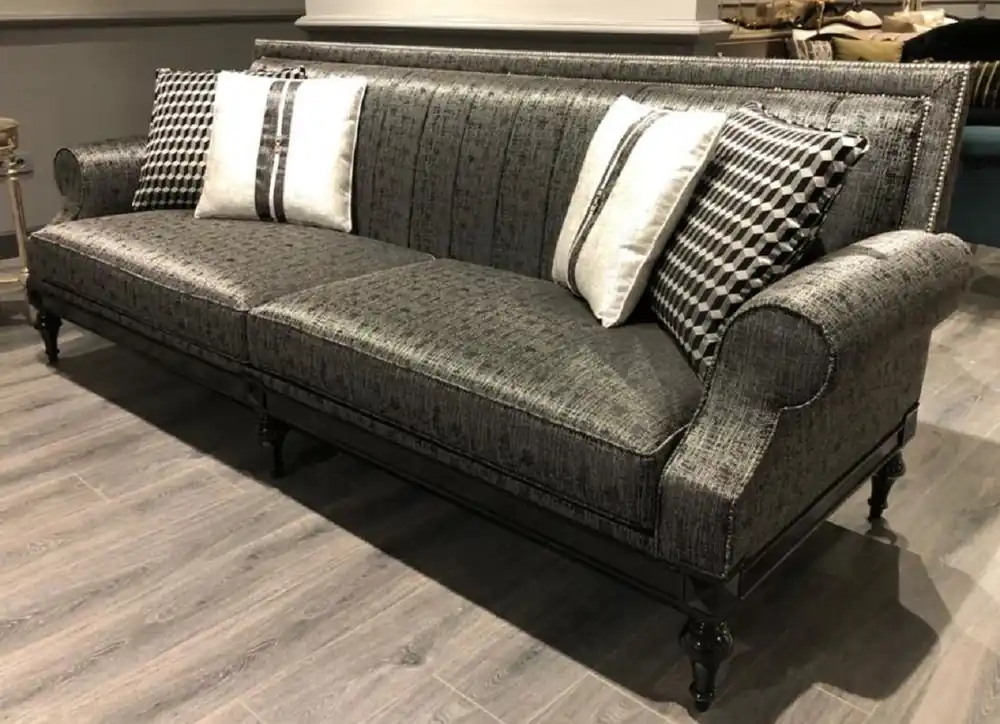 Bestpreis Casa Padrino luxury baroque sofa silver / black - Noble living room sofa in baroque style - Baroque living room furniture
