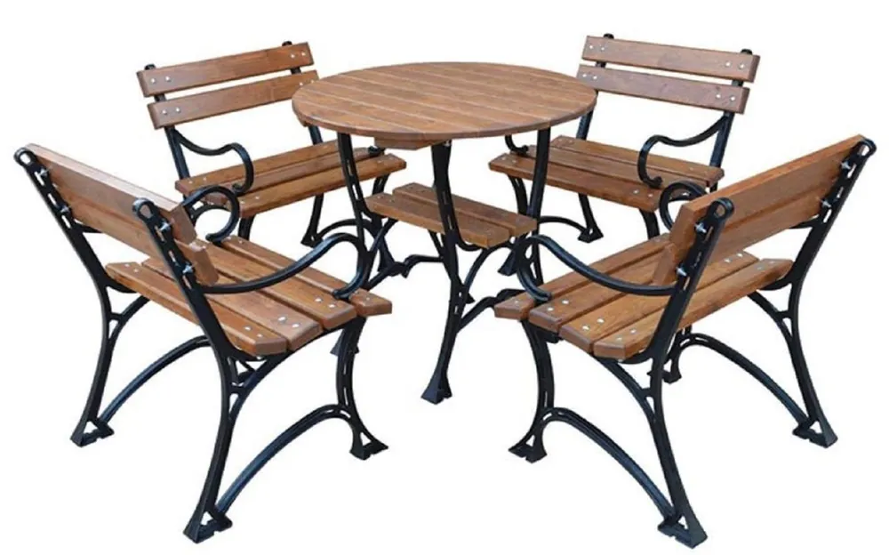 Casa Padrino Art Nouveau garden furniture set brown / black - 1 Garden Table & 4 Garden Chairs with Armrests - Catering Garden Terraces Furniture Expressversand