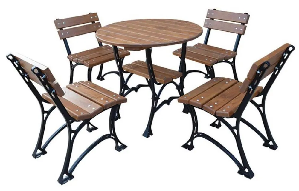 Casa Padrino Art Nouveau garden furniture set brown / black - 1 Garden Table & 4 Garden Chairs - Catering Furniture - Garden Furniture - Terraces Furniture Preisreduziert