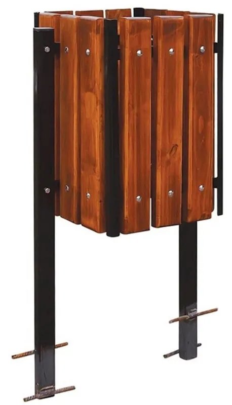 Casa Padrino luxury waste bin dark brown / black 38 x 38 x H. 100 cm - Solid wood waste bin with steel legs - Garden rubbish bin - Terrace rubbish bin - Catering waste bin Markenware