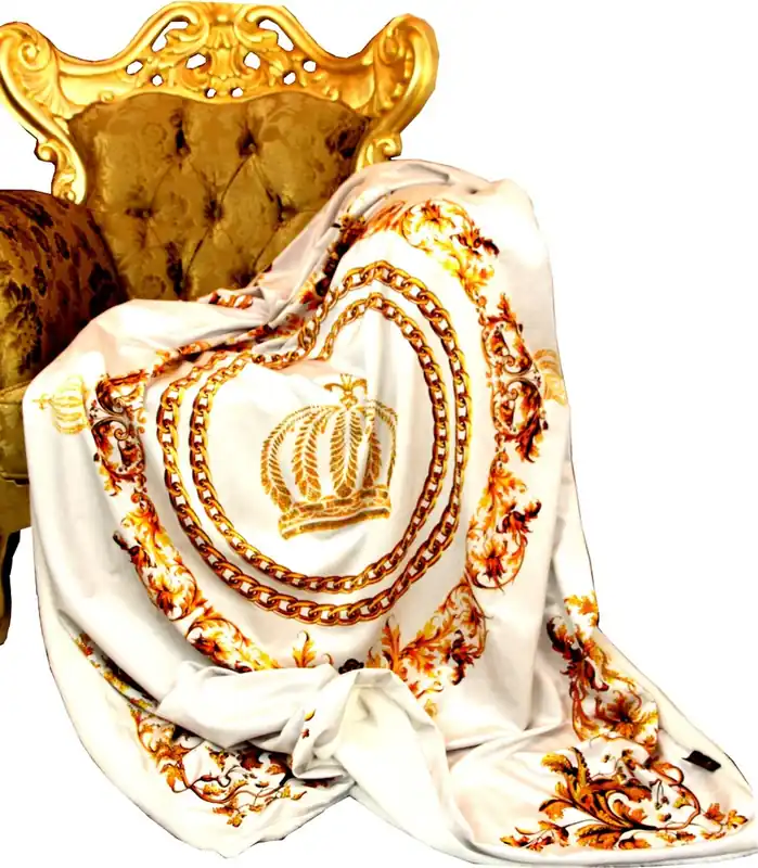Luxury blanket Pompöös by Casa Padrino baroque cream / gold by Harald Glööckler with rhinestones Versand Am Gleichen Tag
