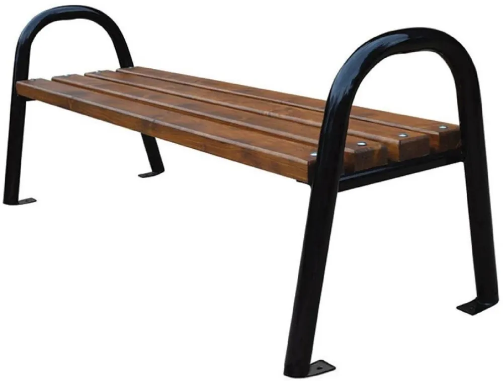 Wochenendangebot Casa Padrino luxury garden bench dark brown / black 180 x 44 x H. 64 cm - Modern solid wood bench with steel legs - Garden Bench - Park Bench - Garden Furniture