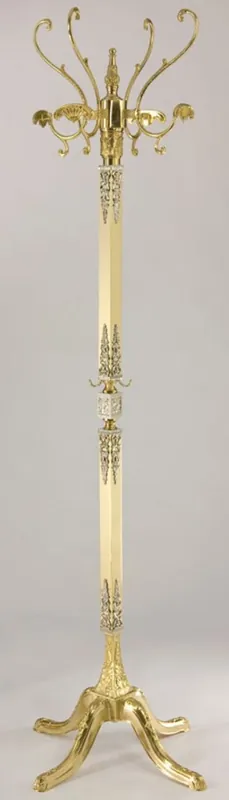 Casa Padrino luxury baroque coat rack gold / cream / silver 40 x 40 x H. 178 cm - Noble brass clothes rack - Baroque Hotel Coat Rack Furniture Bestseller