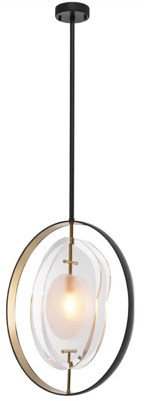 Casa Padrino luxury chandelier black / gold 43 x 11 x H. 58 cm - Modern chandelier with elegant glass lampshade - Luxury Collection Versand Am Gleichen Tag