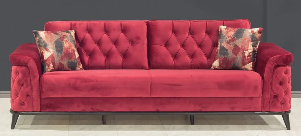 Casa Padrino Chesterfield sofa bed red / black 230 x 90 x H. 80 cm - Modern living room sofa - Chesterfield living room furniture Billig