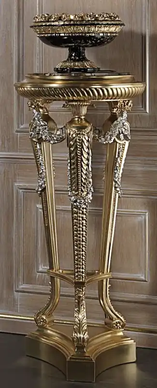 Solange Der Vorrat Reicht Casa Padrino luxury baroque column gold / silver / black - Magnificent hand carved decorative column with marble top - Hotel Furniture - Castle Furniture - Luxury Quality - Made in Italy
