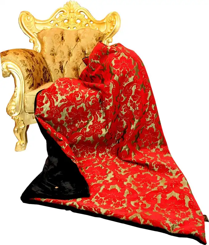 Jetzt Kaufen Luxury blanket Pompöös by Casa Padrino Baroque bordeaux red / gold / black by Harald Glööckler with a noble bouquet pattern fabric